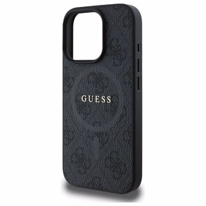 Чехол GUESS для iPhone 16 Pro Max совместимый с MagSafe GUHMP16XG4GFRK (PU 4G Ring Classic Logo) чёрный