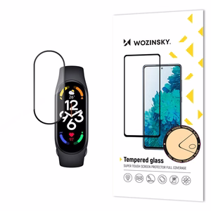 Прочное закалённое стекло Wozinsky Full Glue Full Screen с рамкой для Xiaomi Mi Band 8 - чёрное