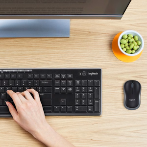 Belaidis QWERTY klaviatūros ir pelės rinkinys Logitech MK270, juodas