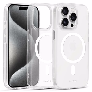Liavec Blizgus Magnetinis Skaidrus dėklas telefonui Iphone 15 Pro Max balta