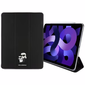 Karl Lagerfeld Saffiano magnetinis Karl & Choupette iPad Air 13" 2024 knygos tipo dėklas - juodas
