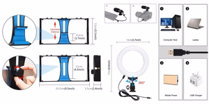 PULUZ PKT3025L „4 viename“ vaizdo įrašymo telefonu rinkinys su 12 cm žiedine LED lempa ir mikrofonu