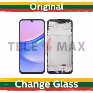 Ekranas skirtas Samsung A155 A15 4G / A156 A15 5G juodas su rėmeliu (Atnaujintas: Telemax)