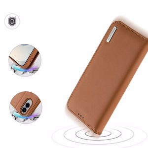 Чехол Dux Ducis Hivo для Samsung Galaxy S25 Edge с откидной крышкой и RFID-защитой - коричневый