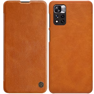Nillkin Qin dėklas telefonui Xiaomi Redmi Note 11 Pro+ (Kinija) / Redmi Note 11 Pro (Kinija) / Mi11i HyperCharge apsauginis kameros dėklas su stovu rudas