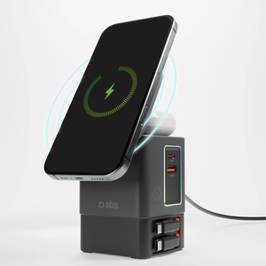 SBS Power Dock 6-in-1 su MagSafe, stovu ir USB-C kabeliais 65W – juodas