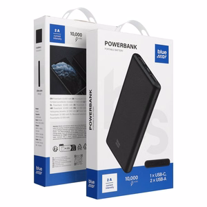 Išorinė baterija POWER BANK Blue Star (W1061) 10000mAh (2xUSB; 1xType-C) juoda