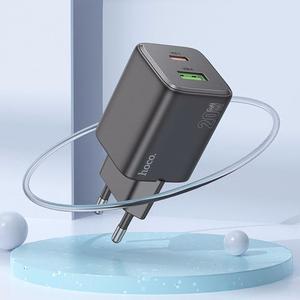 Įkroviklis telefonui Hoco USB A + USB C QC3.0 PD 3A 20W N41 juodas