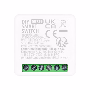 Įleidžiamas „GreenBlue“ WiFi relė, „Android“/„iOS“/„Alexa“/„Google Home“, 100–240 V kintamosios srovės, 50/60 Hz, maks. 16 A, skirtas 150 W LED lempoms, GB739