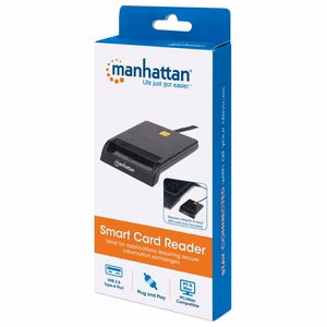 Manhattan USB-A kontaktinis išmaniųjų kortelių skaitytuvas, 12 Mbps, išorinis, juodas, kabelis 105 cm
