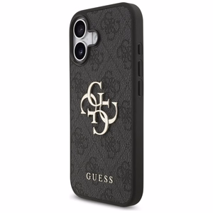 Dėklas Guess PU 4G Metal Logo Apple iPhone 17 pilkas