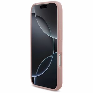 Guess PU Fixed Glitter 4G Metal Logo dėklas Apple iPhone 18 Pro, rožinis