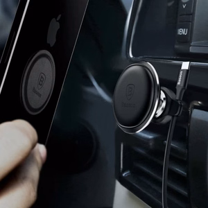 Sidabrinis Baseus Magnetic Air Vent magnetinis automobilinis laikiklis su kabelių spaustukais