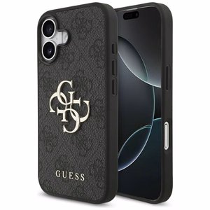 Dėklas Guess PU 4G Metal Logo Apple iPhone 17 pilkas