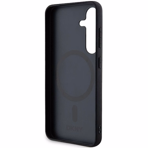 DKNY odinis rašto su metaliniu logotipu magnetinis dėklas telefonui Samsung Galaxy S24+ – juodas