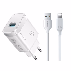 Įkroviklis Joyroom JR-TF4 18W USB-A + USB-A į Lightning Laidas 1.0m baltas