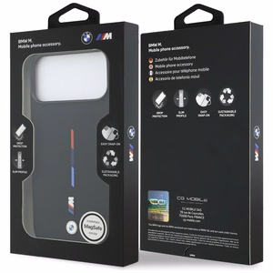 BMW M Silicon Tricolor Line MagSafe Case for iPhone 17 Pro Max - Black