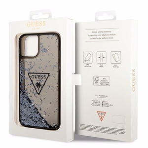 Guess GUHCP14MLFCTPK iPhone 14 Plus 6.7 "juodas/juodas kietas dėklas Liquid Glitter Palm Collection