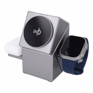 Belaidis įkroviklis Forcell F-Energy 3in1 Rotation Cube Qi2 suderinamas su MagSafe (F-06) sidabrinis