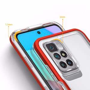 Skaidrus 3in1 dėklas Xiaomi Redmi 10 rėmelio gelinis dangtelis raudonas