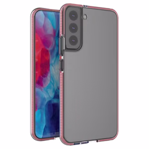 Spring dėklas telefonui gelinis dėklas su spalvotu rėmeliu Samsung Galaxy S22 + (S22 Plus) šviesiai rožinė