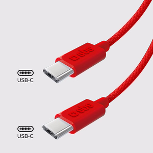 SBS TECABLETISSUETCCR Плетёный кабель USB-C - USB-C 1.5m 60W - красный