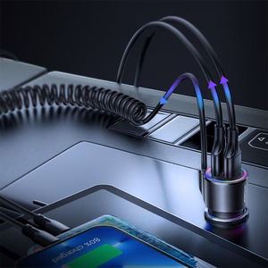 Automobilinis įkroviklis Joyroom JR-CL25, 2x USB + Lightning kabelis (juodas)