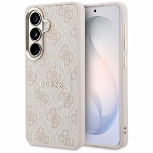 Dėklas Guess PU Leather 4G Gold Frame Magnetic Samsung S942 S26 rožinis
