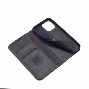 Magnet Fancy Case dėklas iPhone 14 Pro su flip dangčiu, pinigine ir stovu - juodos spalvos