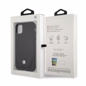 BMW odinis perforuotas dėklas iPhone 11 / Xr - juodas