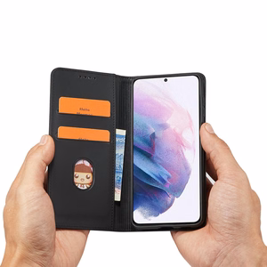 Magnetinis kortelių dėklas Samsung Galaxy S22 + (S22 Plus) piniginė kortelių laikiklis juodas