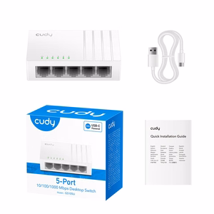Cudy GS105U tinklo komutatorius nevaldomas Gigabit Ethernet (10/100/1000) baltas