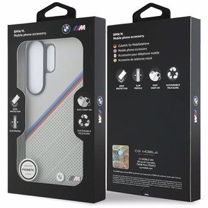 BMW чехол Tricolor Metal Logo MagSafe для Samsung Galaxy S26 Ultra серый