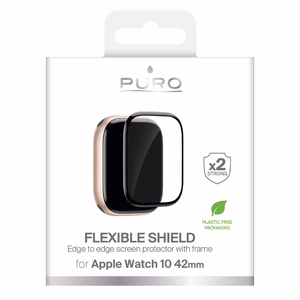 Защитная плёнка Puro Flexible Shield с аппликатором для Apple Watch 10/11 42mm — чёрный