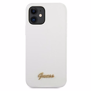 Guess GUHCP12SLSLMGWH iPhone 12 mini 5.4" белый/белый жёсткий чехол Metal Logo Script