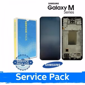 LCD дисплей совместимый с Samsung M356 M35 5G чёрный с рамкой (Service Pack)