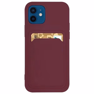 Card Case Silicone Wallet Case with Card Slot Documents for Xiaomi Redmi 10X 4G / Xiaomi Redmi Note 9 Burgundy