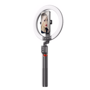 Blavec Selfie žiedo lempa Aluminium Aura LED RGB žiedas P-50 25cm trikojis + nuotolinio valdymo pultas + 2,3 metrai (RLP50-TRB23) juoda