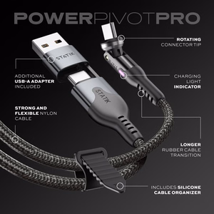 STATIK PowerPivot Pro нейлоновый плетеный кабель, USB-C – USB-C, 1 м, черный