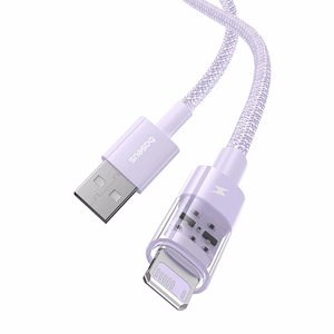 Baseus Gem USB-A į Lightning 2.4A greito įkrovimo laidas 2 m, violetinis