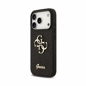 Dėklas Guess PU Fixed Glitter 4G Metal Logo Apple iPhone 18 Pro juodas