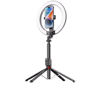 Blavec Selfie žiedo lempa Aluminium Aura LED RGB žiedas P-50 25cm trikojis + nuotolinio valdymo pultas + 2,3 metrai (RLP50-TRB23) juoda