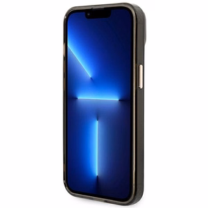 Guess GUHMP14MHTCMK iPhone 14 Plus 6.7" juodas/juodas kietas dėklas Auksinis kontūras Pusiau permatomas Magnetinis