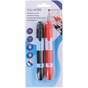 Topwrite double-ended dry-erase marker set, 2 pieces, Black / Red