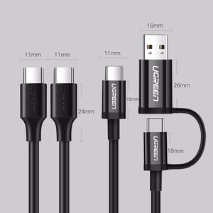 Ugreen US286 кабель USB-C — USB-C PD QC 3A 480Mb/s 2м — чёрный