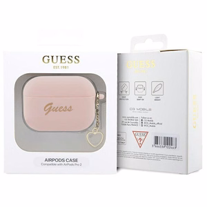 Guess GUAP2LSCHSP AirPods Pro 2 dėklas rožinis/rožinis Silikoninis Žavesio Širdies Kolekcija