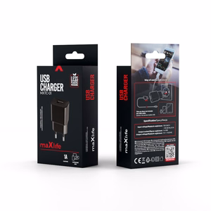 "Maxlife MXTC-01" įkroviklis 1x USB 1A juodas