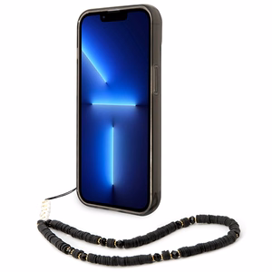 Guess GUHCP14MHGCOHK iPhone 14 Plus 6.7 "juodas/juodas kietas dėklas Translucent Pearl Strap