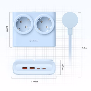 Orico PDC25 25W 6in1 удлинитель 2x AC + 2x USB-A + 2x USB-C - синий