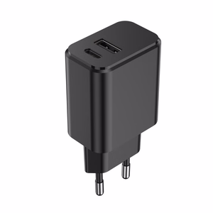 "Setty" įkroviklis 1x USB + USB-C 3A 20W, juodas